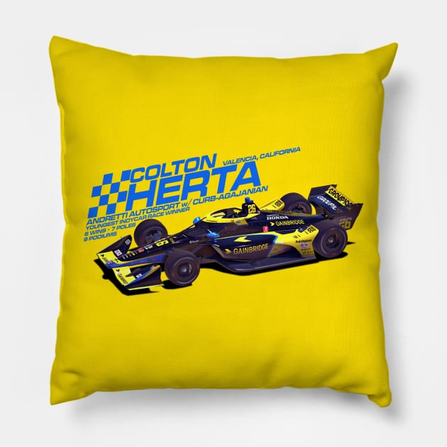 Colton Herta 2022 (blue) Pillow by Sway Bar Designs