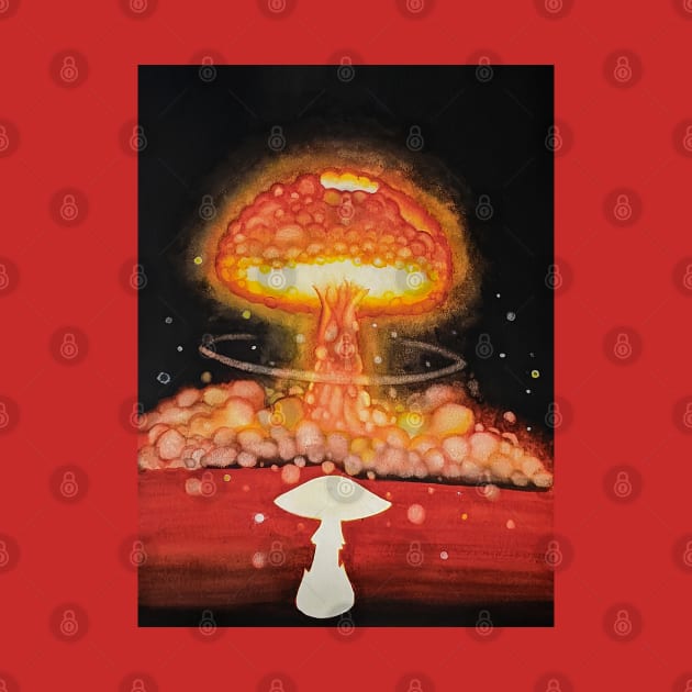 Destroying Angel - Mushroom Cloud Fungi Art by MushroomWitch