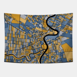 Winnipeg Map Pattern in Blue & Gold Tapestry