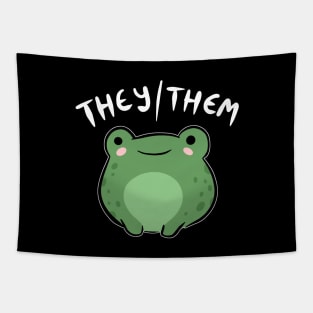 They/Them Pronoun Frog: Kawaii Queer Aesthetic Celebration of Nonbinary, Demiboy, Demigirl Pride - Transgender & LGBTQ Love Tapestry