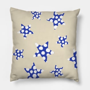 happy polka dot stars - blue Pillow