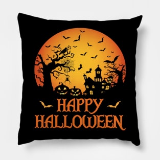 Haunted House Spider Cobweb Bat Crow Moonlit Gourd Pillow