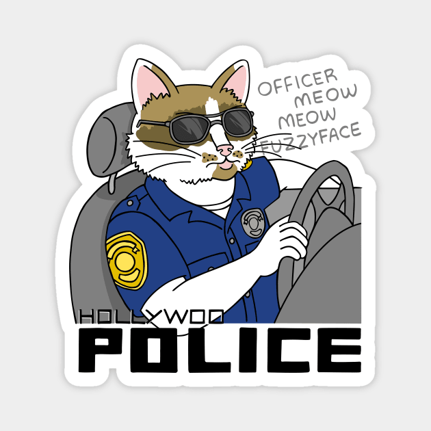 Officer Meow Meow Fuzzyface Magnet by JuanGuilleBisbal