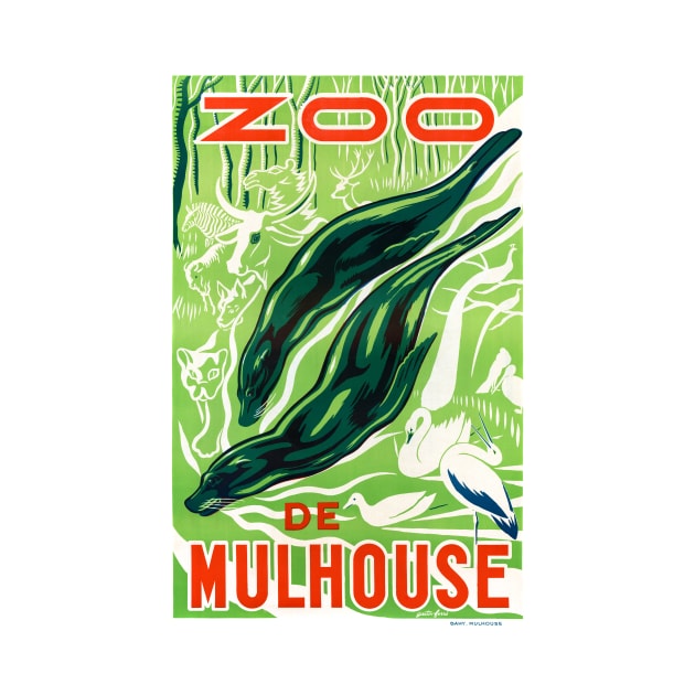 Vintage Travel Poster France Zoo de Mulhouse by vintagetreasure