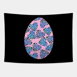 Easter egg - with marble dotted hearts on pink, isolated on black background. Polka-dot. Holiday, Valentine's day mood. Design for background, cover and packaging, Easter and food illustration, card. Tapestry