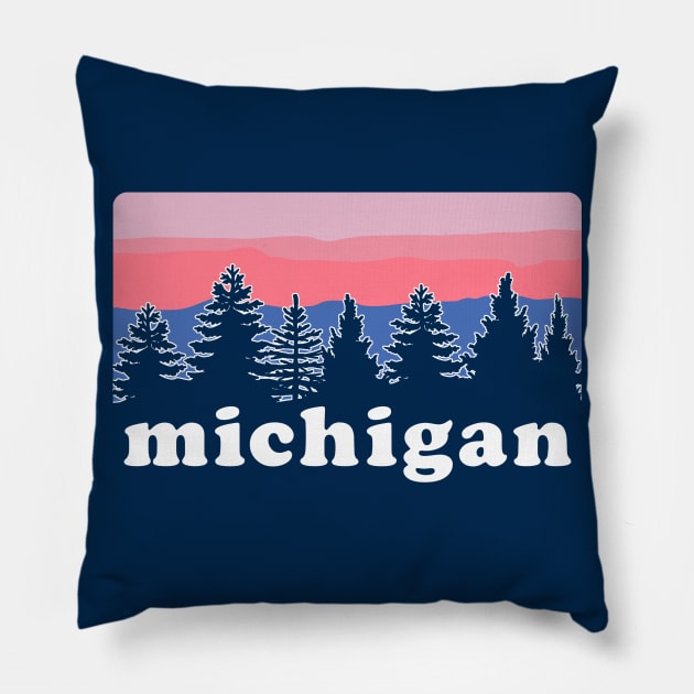 Northern Michigan Pine Tree Sunset Pillow by GreatLakesLocals