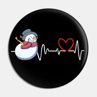 Heartbeat Christmas Snowman Face Funny Heart Frequency Pin