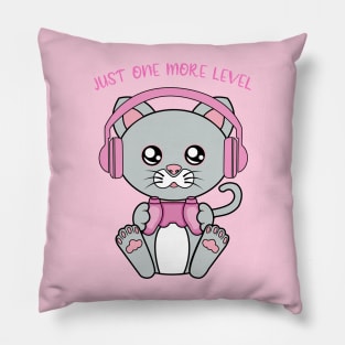 Just one more level, cute cat Pillow