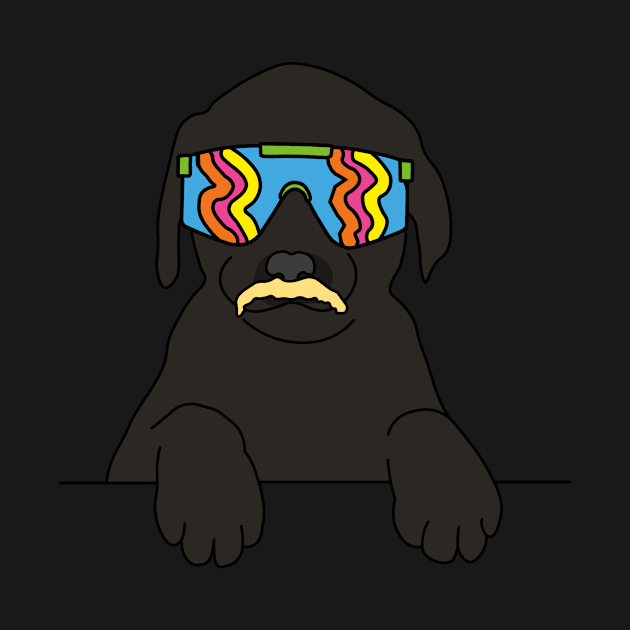 Black labrador Dog with moustache wearing 80's sunglasses by Captain-Jackson