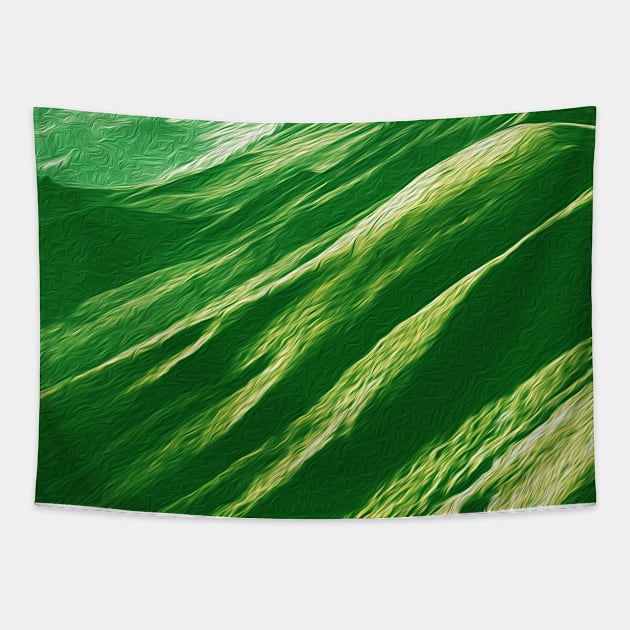 Tropical Green Mountains Oil Effects 5 Tapestry by peachesinthewild
