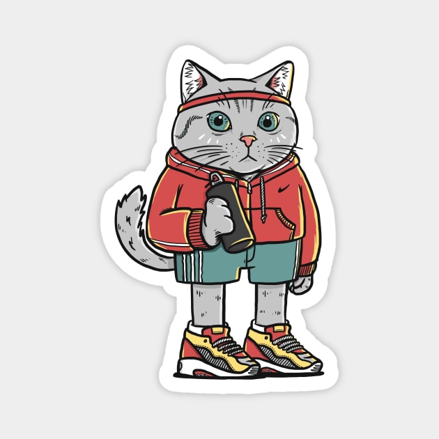 Runner Running Cat Sport Club Magnet by Cat Lover Studio