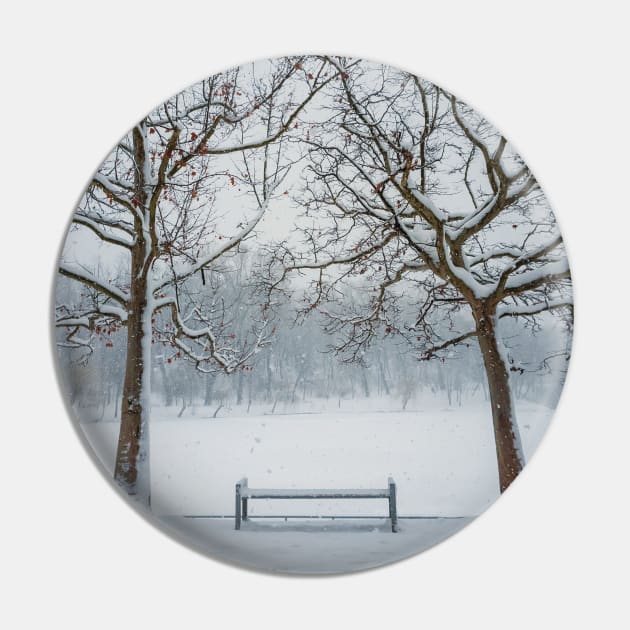 a bench under the snowy trees Pin by psychoshadow