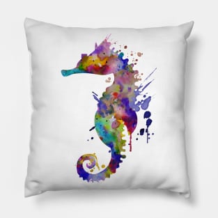 Colorful Seahorse Silhouette Pillow