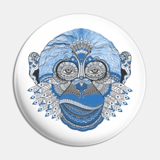 Crazy blue monkey Pin