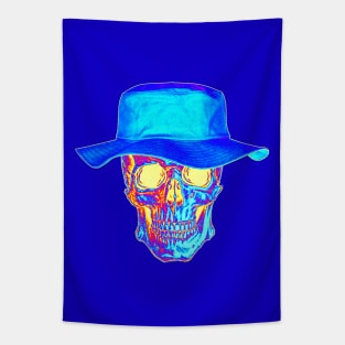 Blue Combustion Skull Tapestry