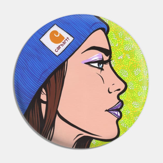 Blue Knit Comic Girl Pin by turddemon