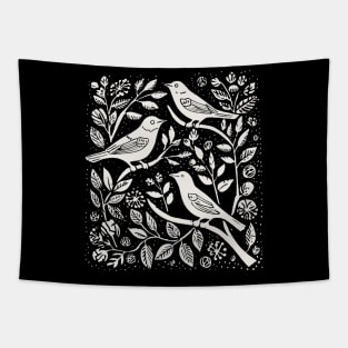 Lino Cut Bird Tapestry