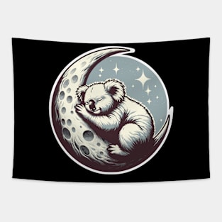 Cute koala sleeping on the moon Tapestry