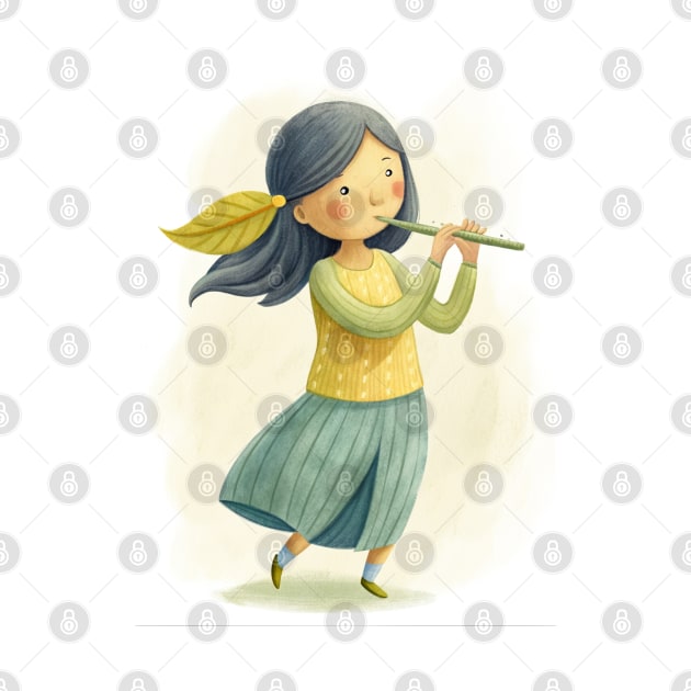 Flute Playing cute girl by osmansargin