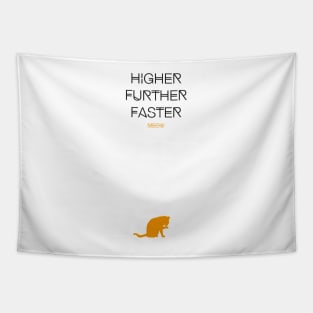 Higher Further Faster Meow (black) Tapestry