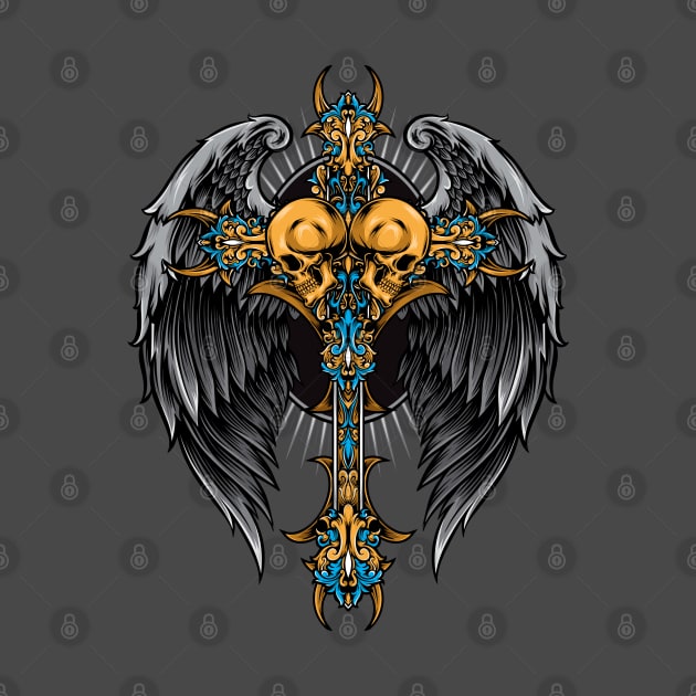 Skull Cross Wings by Mako Design 