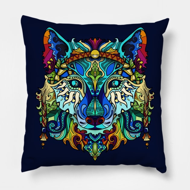 Animal Spirits - Wolf Shaman Pillow by Seraphine