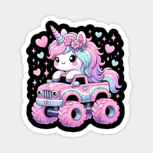 Monster Truck Unicorn Birthday Party Monster Truck Girl Magnet