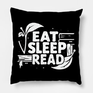 Eat Sleep Read Typography, Funny Reading Pillow