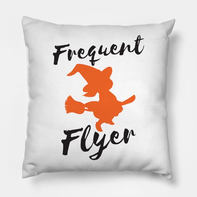 Frequent Flyer Funny Halloween Pillow by RedYolk