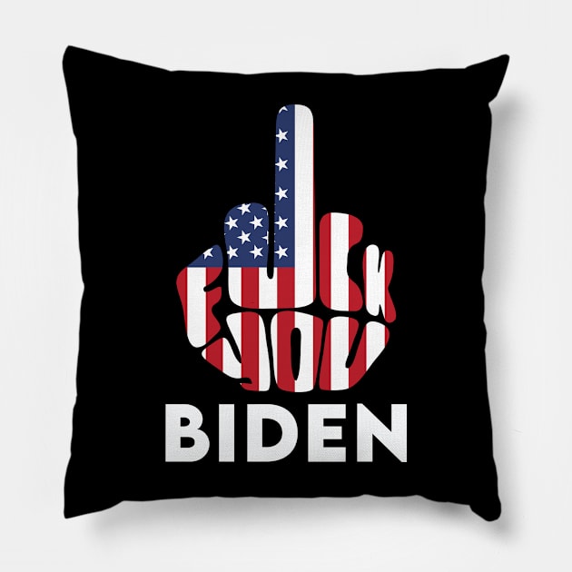 Fuck Biden  Middle Finger USA Flag Pillow by SharleenV80