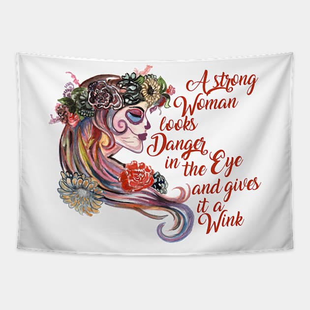 Sugar Skull Strong Women Tapestry by RKP'sTees