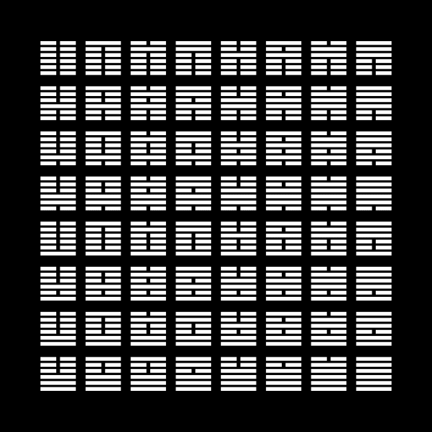 I Ching hexagrams - White on Black by Rupert Russell