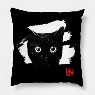 cat head for dark Pillow