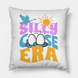 Silly Goose Shirt Funny Cute In My Era Meme Groovy Retro Wavy Pillow