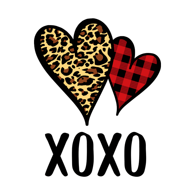 Hearts XOXO Buffalo Plaid Leopard Lover Gift by BlueTodyArt