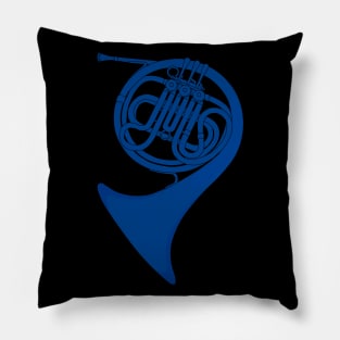 Blue French Horn Pillow
