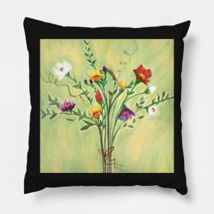 Lemon Floral Meadow Freesias Pillow