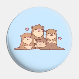 Cute Group Of Little Otters Pin