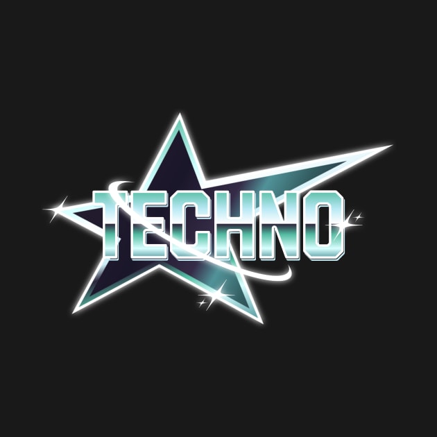 TECHNO  - Y2K Metallic Star (blue/white) by DISCOTHREADZ 