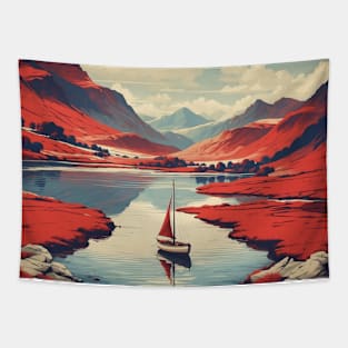 The Lake District United Kingdom Vintage Travel Tourism Poster Tapestry