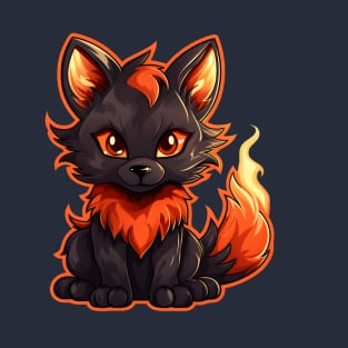 Baby black fire fox with flaming tail T-Shirt