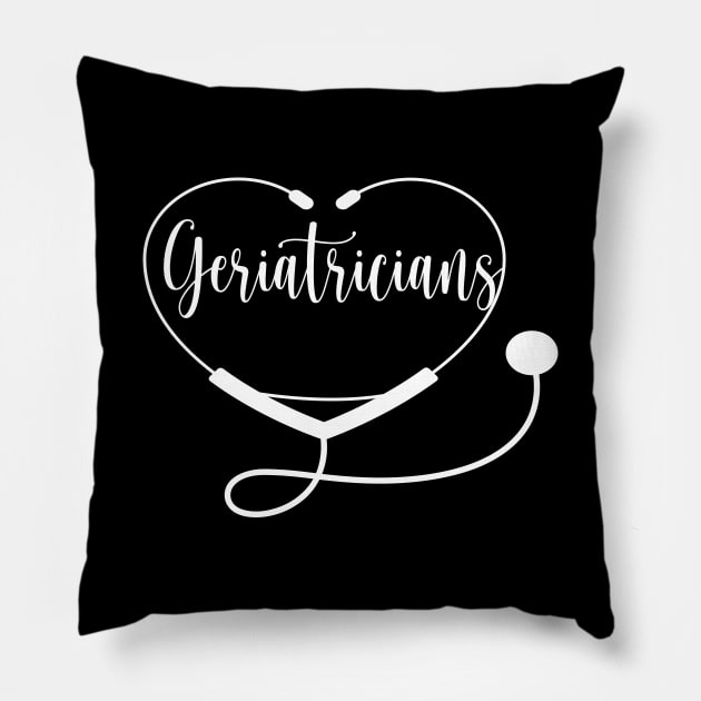 Geriatricians Doctor Nurse with Love Heart Pillow by Islanr