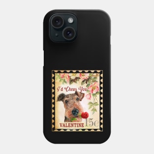 Airedale terrier Vintage Valentine Funny Dog With Rose Phone Case