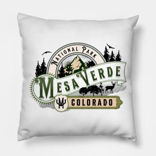 Mesa Verde National Park Colorado Vintage Label Pillow