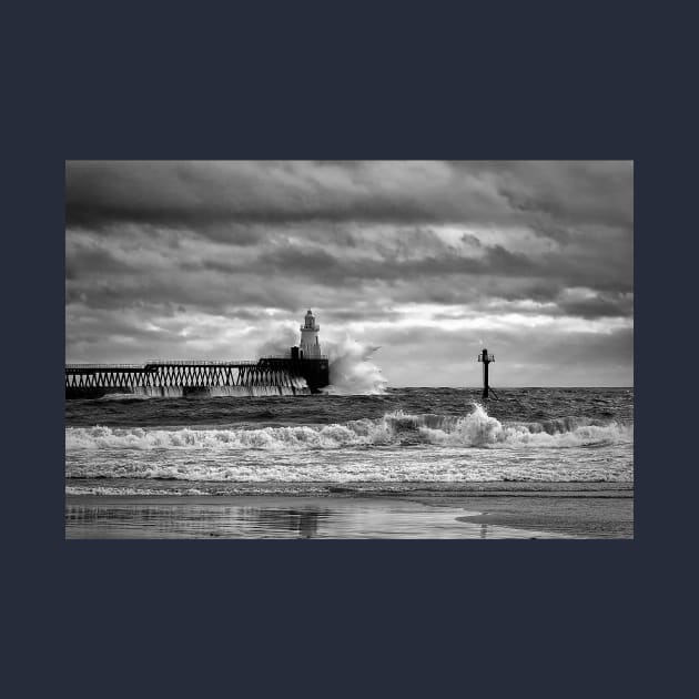 Storm at the mouth of the River Blyth - Monochrome by Violaman