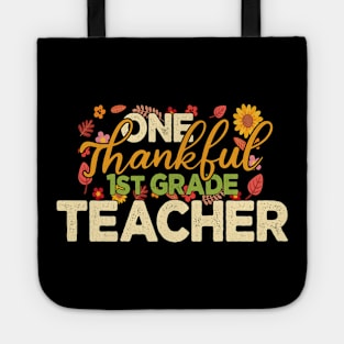 Thankful Teacher Retro Groovy Thanksgiving Fall Women Men Tote