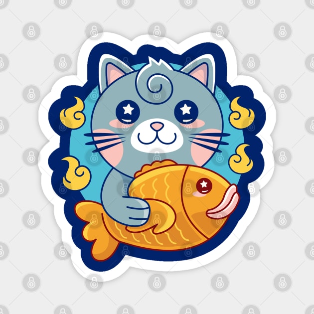 Cat and Taiyaki Kawaii Magnet by Lagelantee