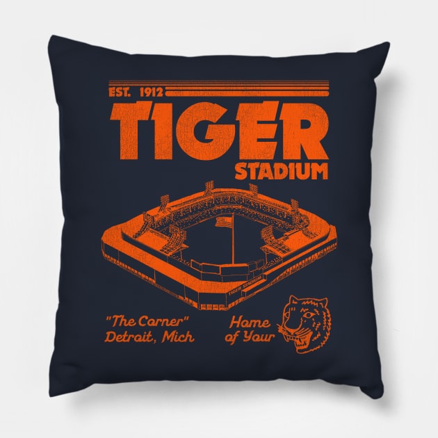 Defunct Tiger Stadium Detroit Michigan Pillow by Defunctland