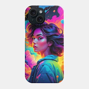 An Illustration of a Woman's Psychedelic Vision - colorful Phone Case