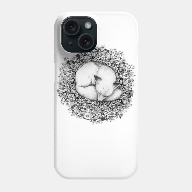 Sleeping in Flowers - Fox in Flowers Phone Case by linnw